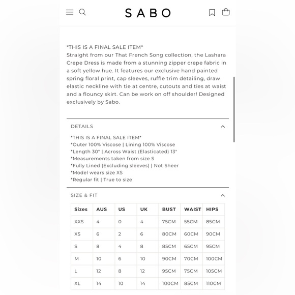 Sabo Skirt Lashara Yellow Crepe Milkmaid Floral Mini Dress coquette romantic - Picture 12 of 12